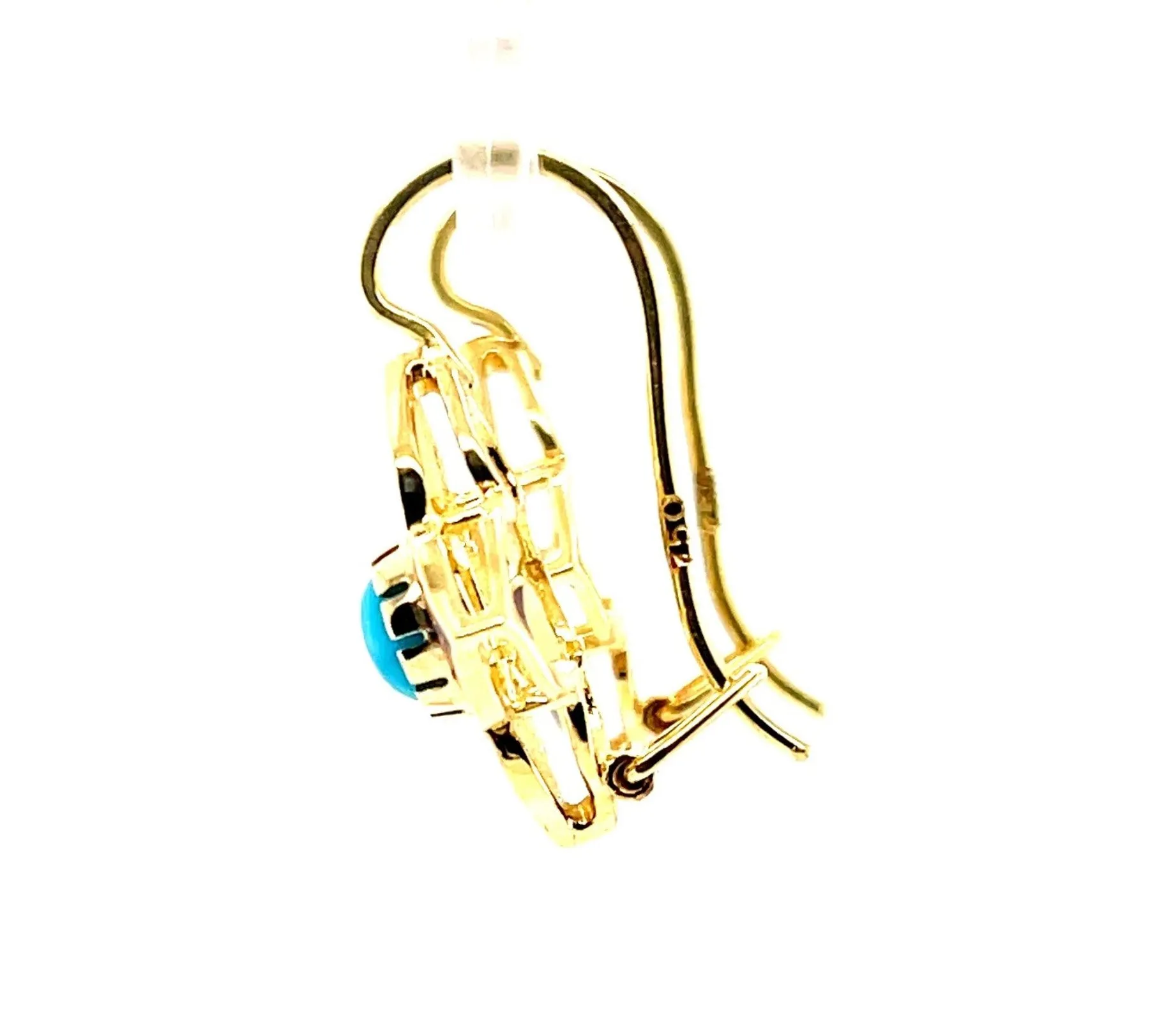 Sleeping Beauty Turquoise & Pomegranate Enamel Drop Earrings in 18k Yellow Gold