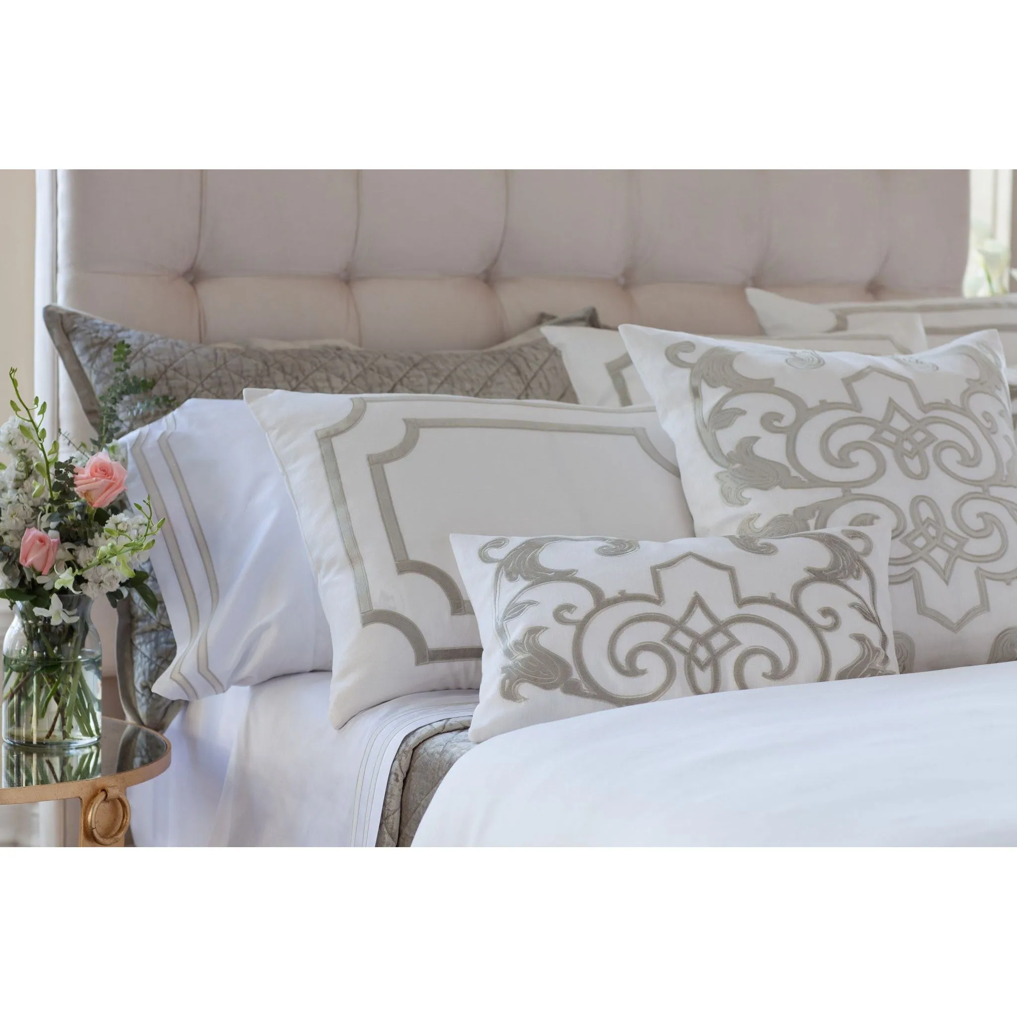SoHo King Pillow with Ice Silver Velvet Trim