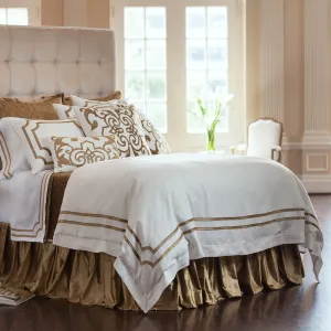 SoHo White Linen with Straw Velvet Trim Duvet