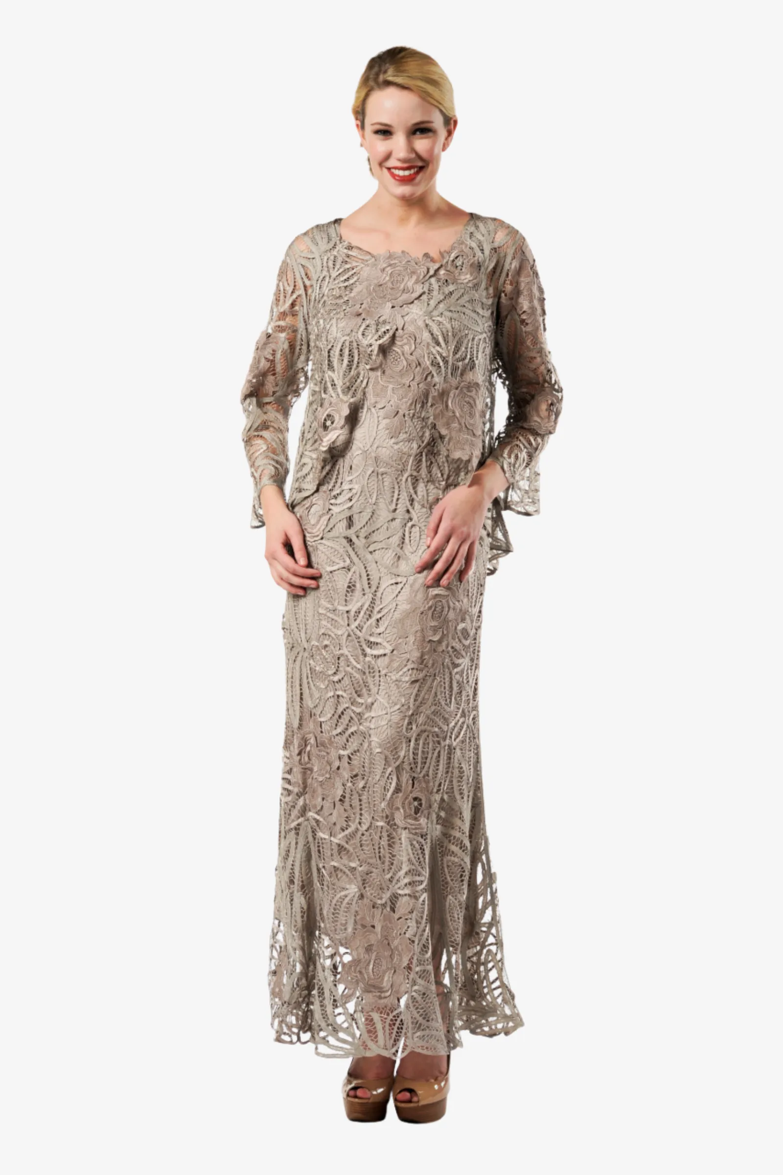Soulmates D1106 Rose Embroidered Lace Evening Mother Of Bride Dress with Jacket Set
