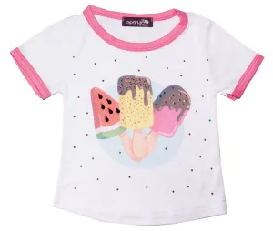 Sparkle by Stoopher Ice Cream Hot Pink Ringer S/S Jersey Tee