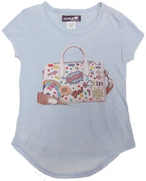Sparkle by Stoopher Patch Bag Hi Low Light Blue Cap Sleeve Tee