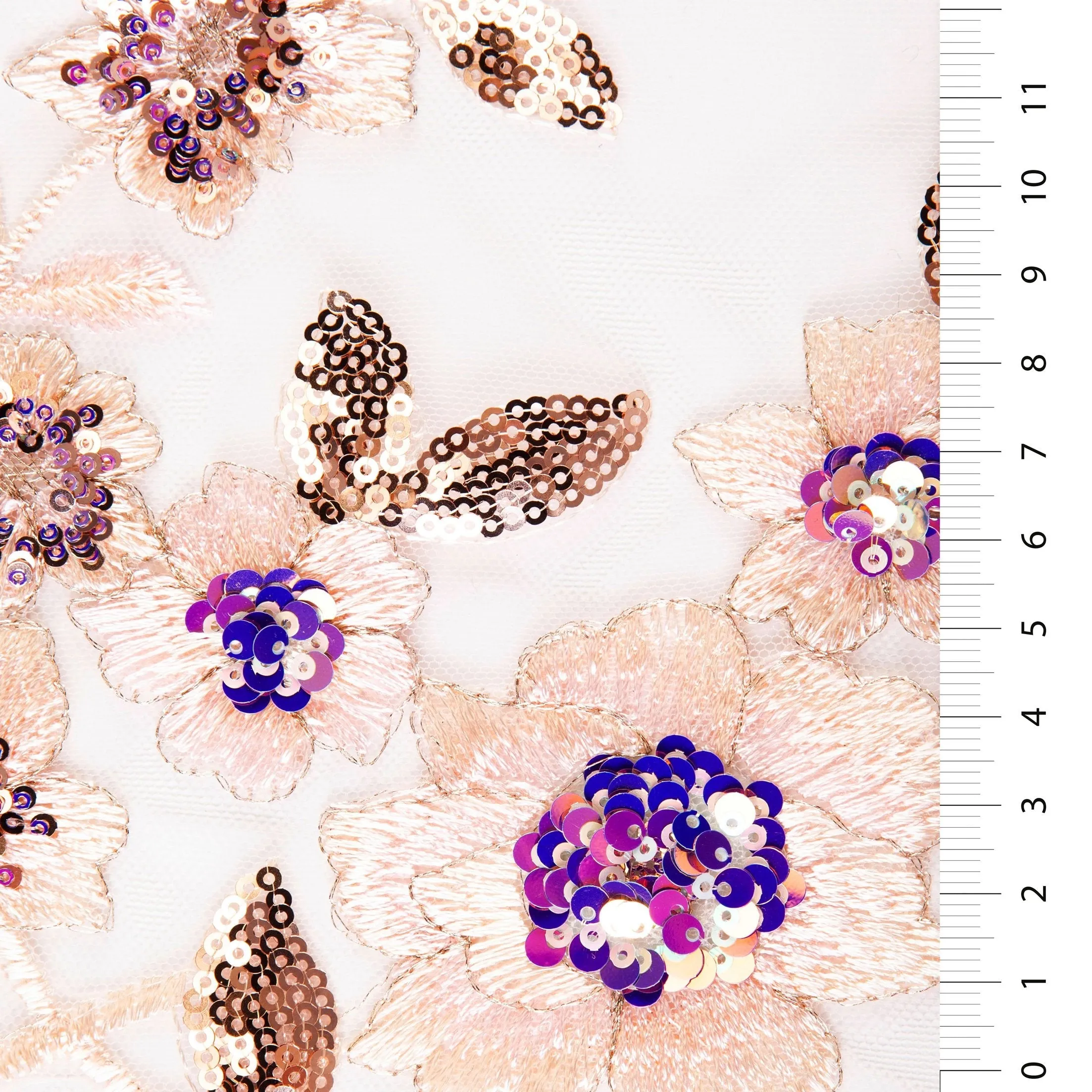Sparkly Multicolored Scalloped Sequin Embroidered Knitted Tulle Fabric