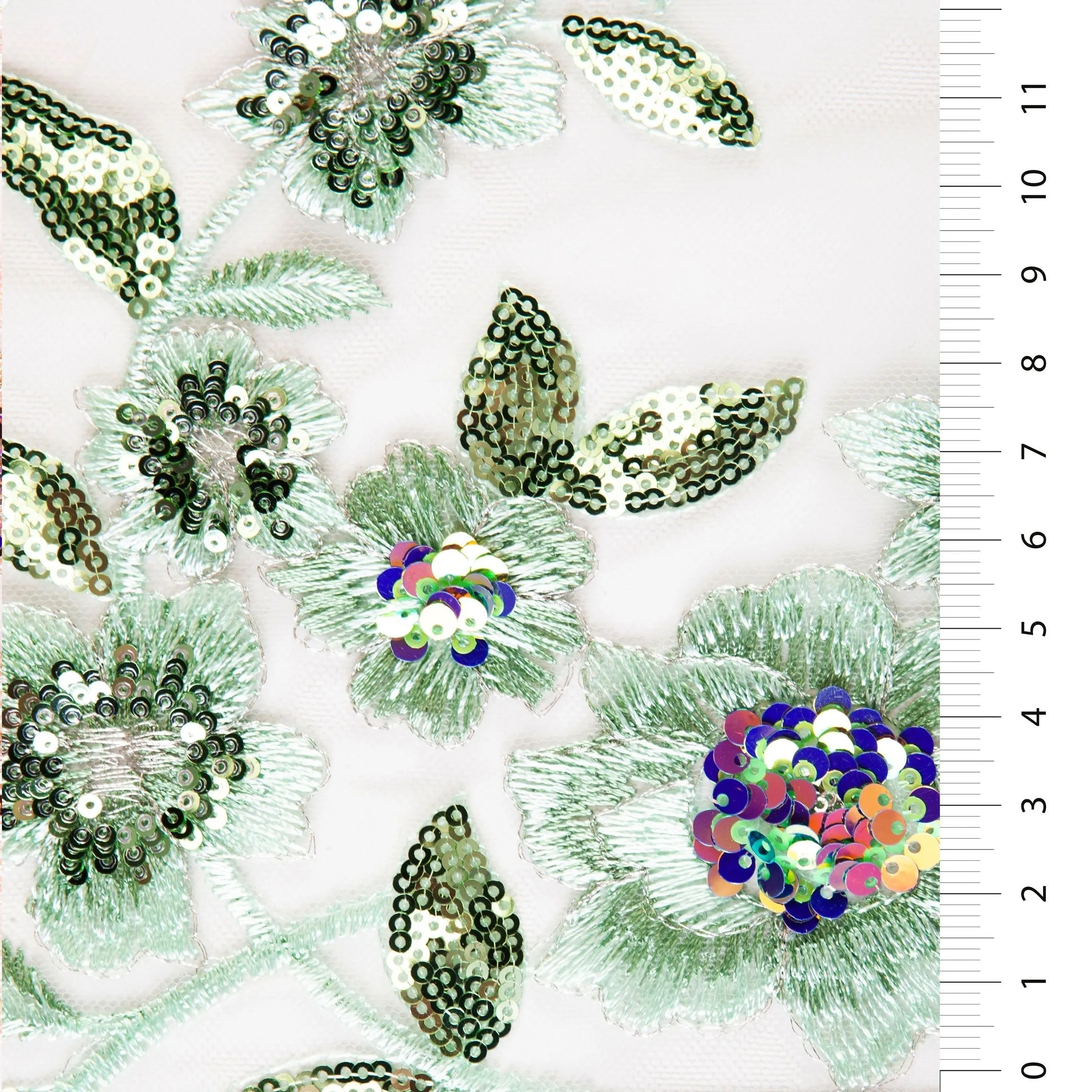 Sparkly Multicolored Scalloped Sequin Embroidered Knitted Tulle Fabric