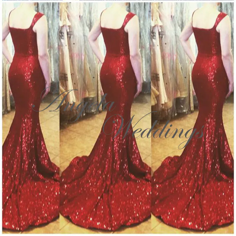 Sparkly Prom Dresses Sequined Mermaid Long Evening Gowns