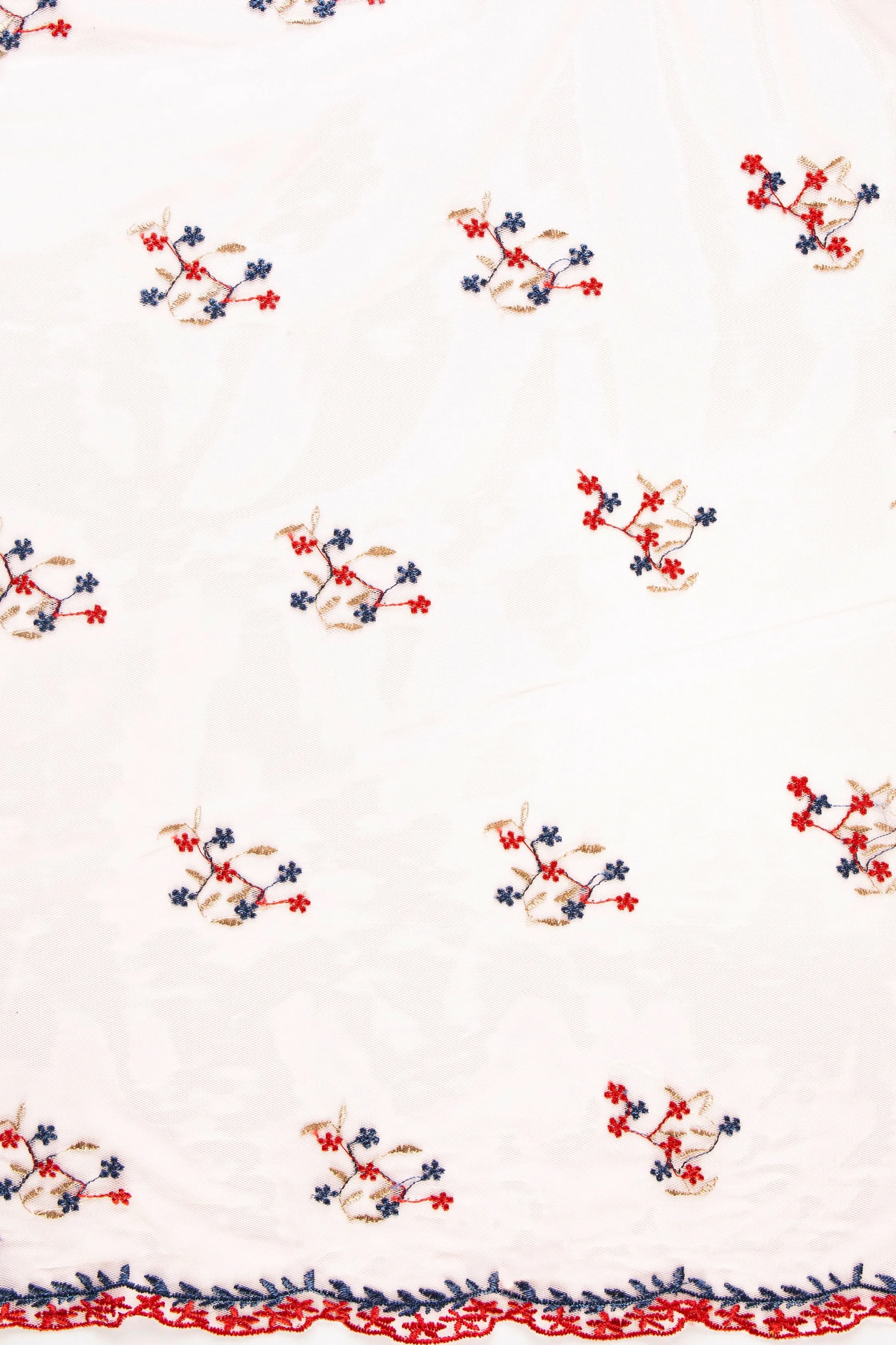 Sparse Mini Flower Design Embroidered Fabric