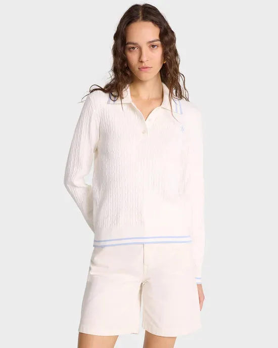 SRC Cableknit Polo - Off White