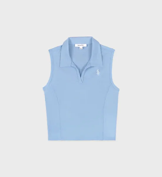 SRC Sports Polo Vest Sky Blue/White