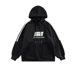 Striped Embroidered Letter Hoodie
