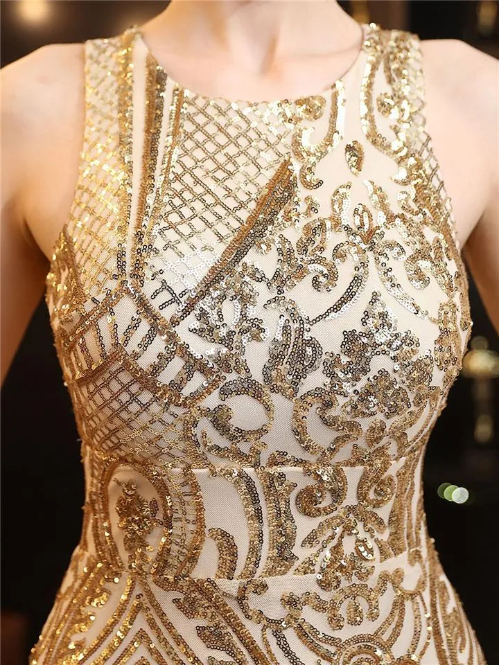 Stunning Backless Sequined Mermaid Dress for Evening