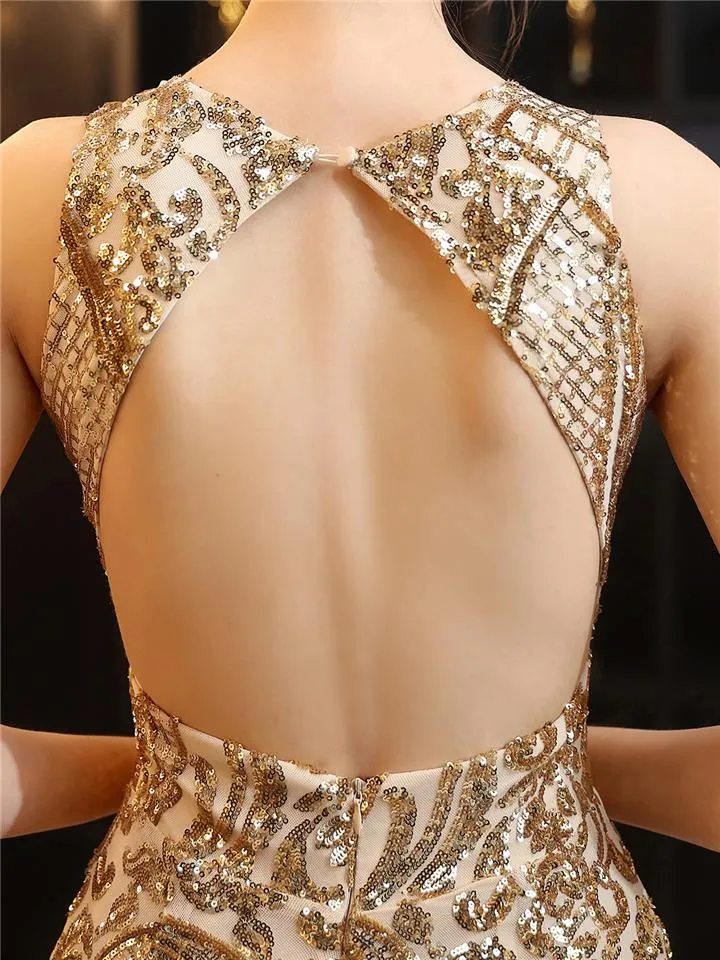 Stunning Backless Sequined Mermaid Dress for Evening
