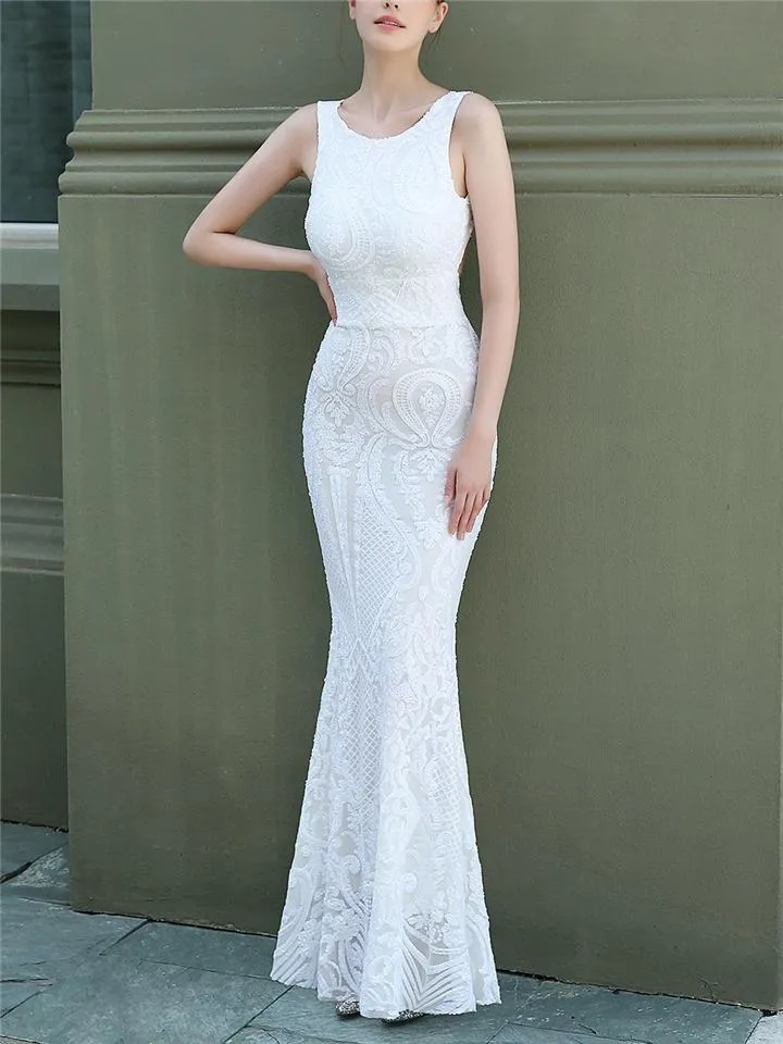 Stunning Backless Sequined Mermaid Dress for Evening