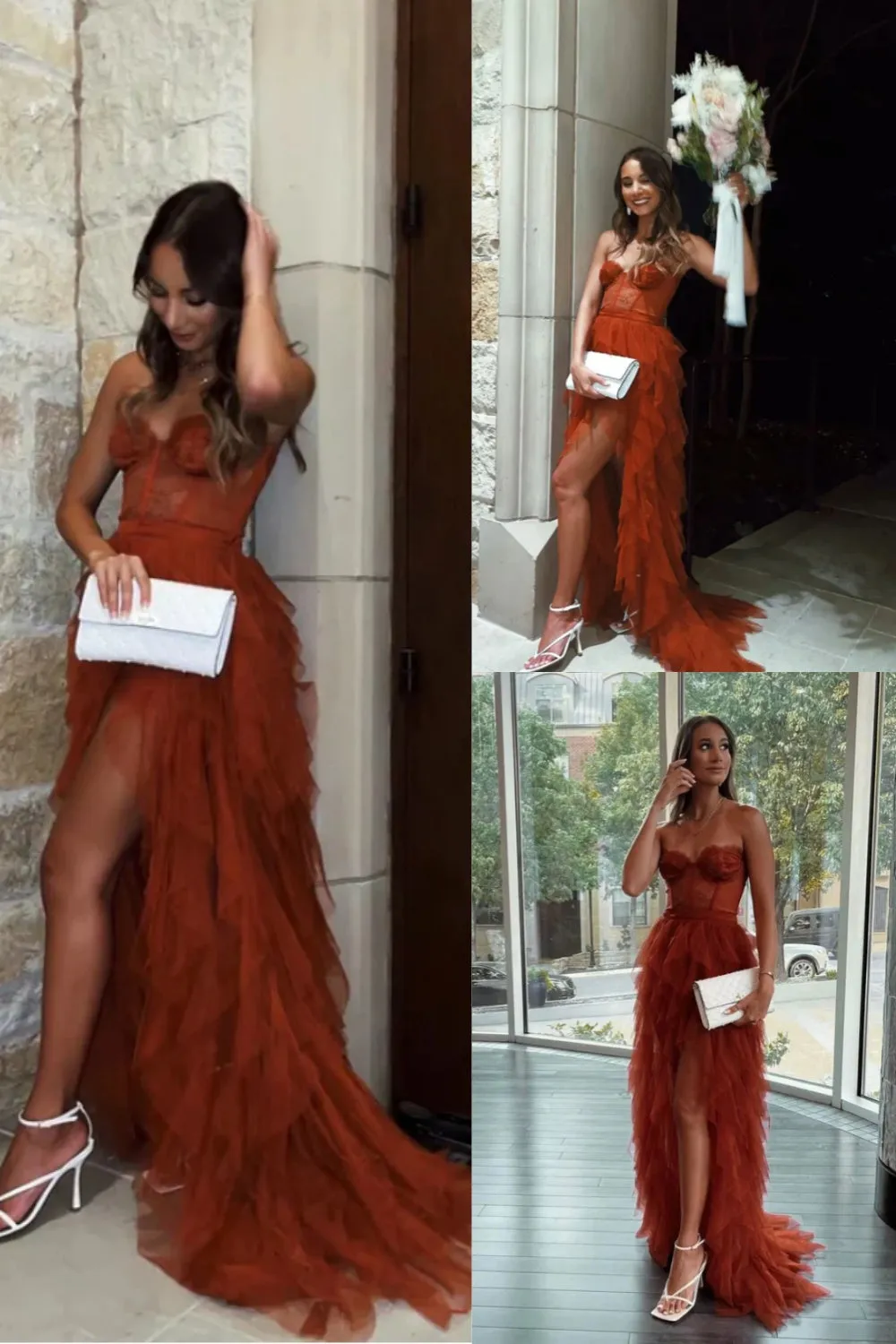 Stunning High Low Sweetheart Strapless A-line Party Dress Long Prom Dresses to Impress ,WGP1548