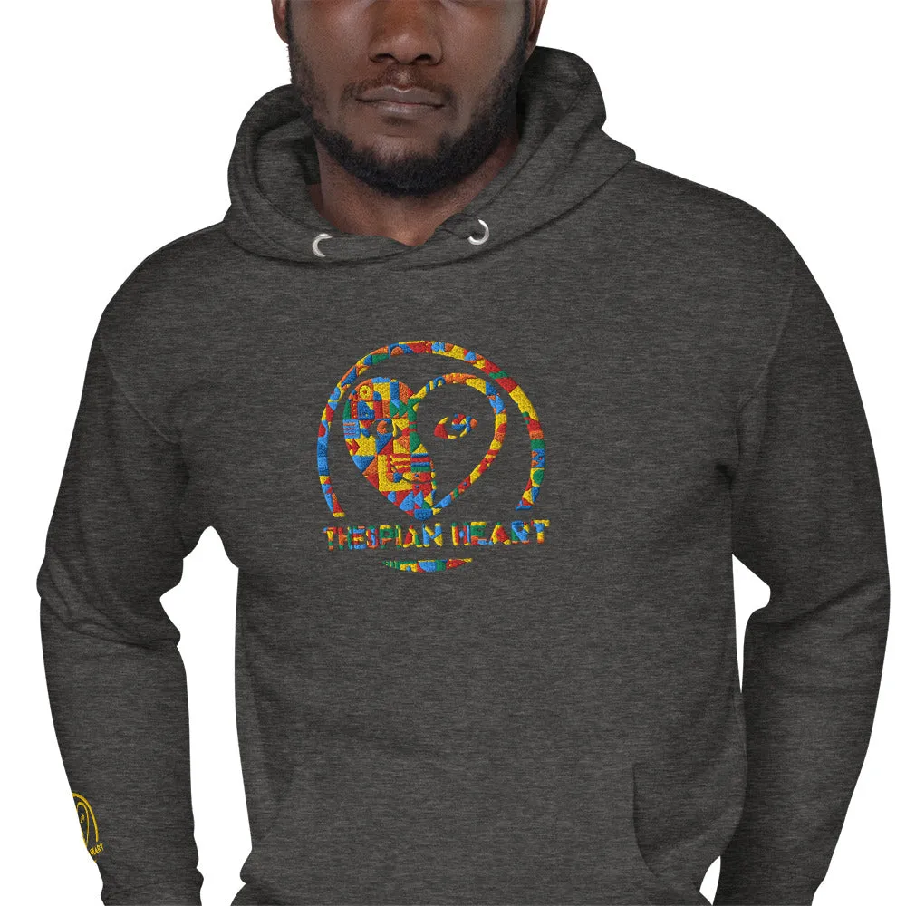 Thespian Heart Logo - Colorful Embroidered Premium Unisex Hoodie