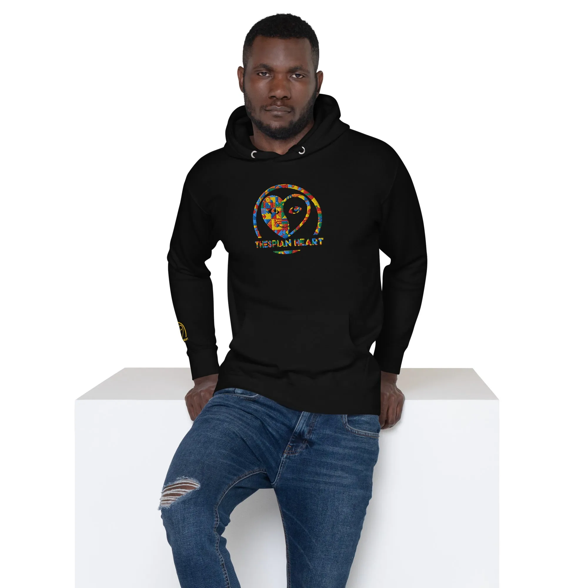 Thespian Heart Logo - Colorful Embroidered Premium Unisex Hoodie