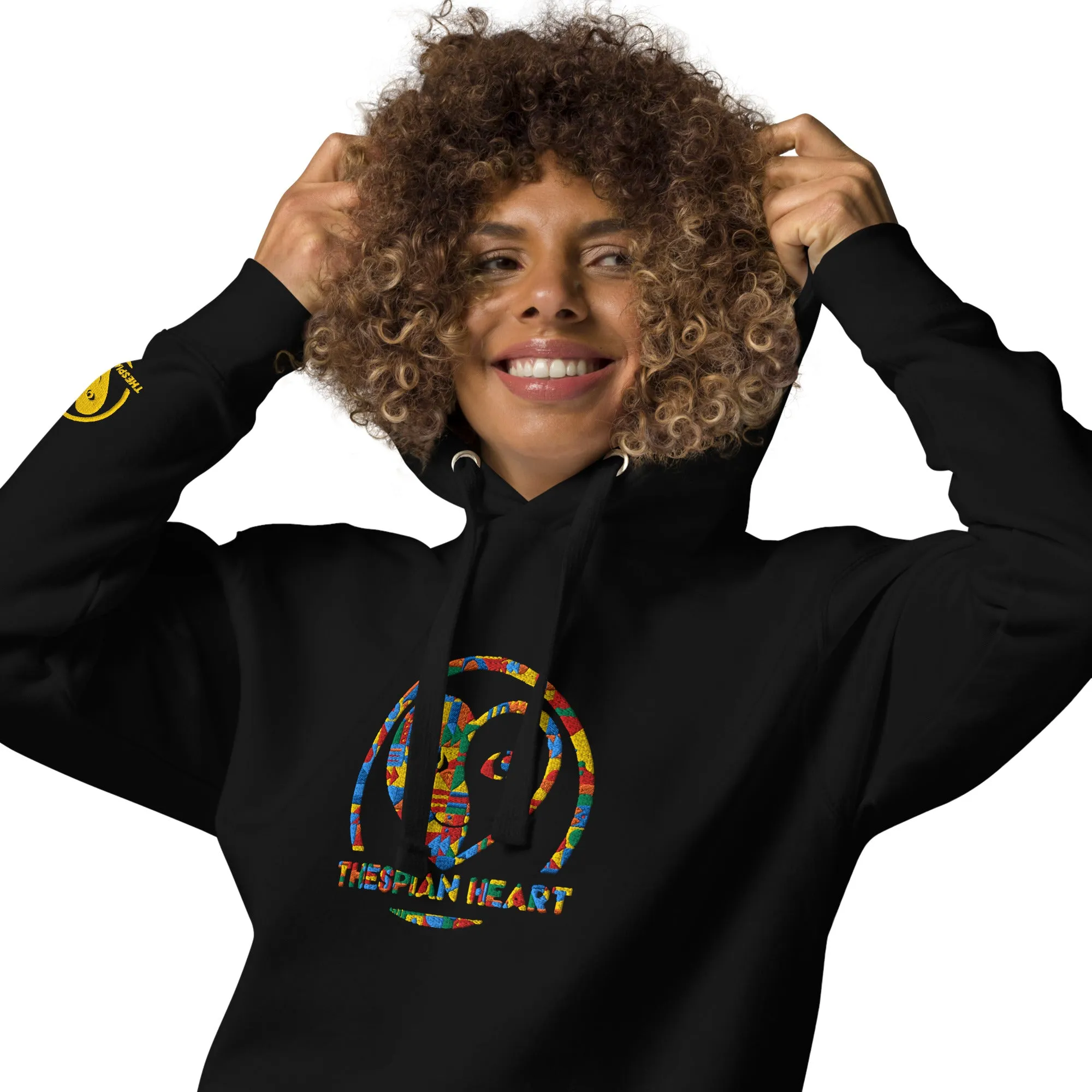 Thespian Heart Logo - Colorful Embroidered Premium Unisex Hoodie