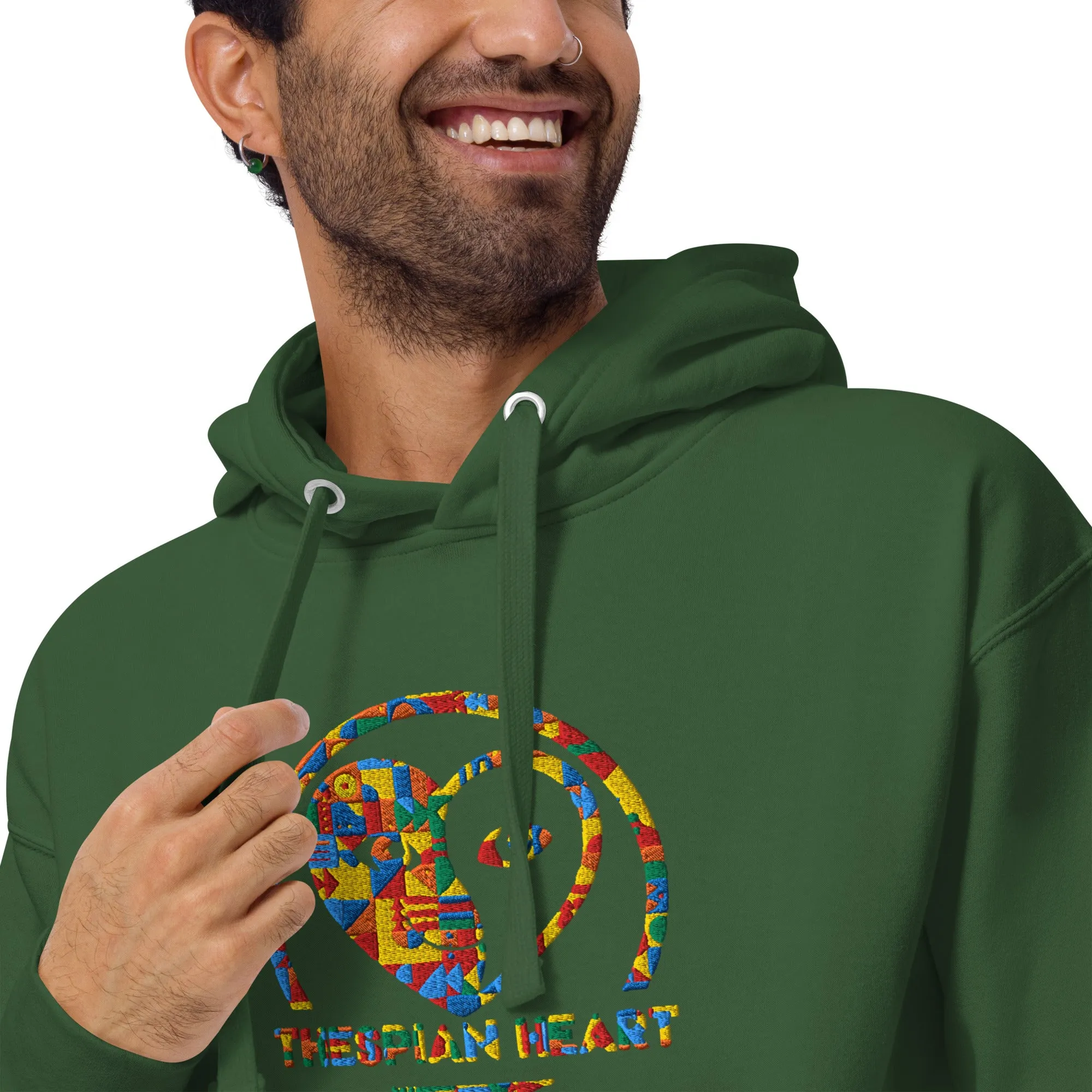 Thespian Heart Logo - Colorful Embroidered Premium Unisex Hoodie