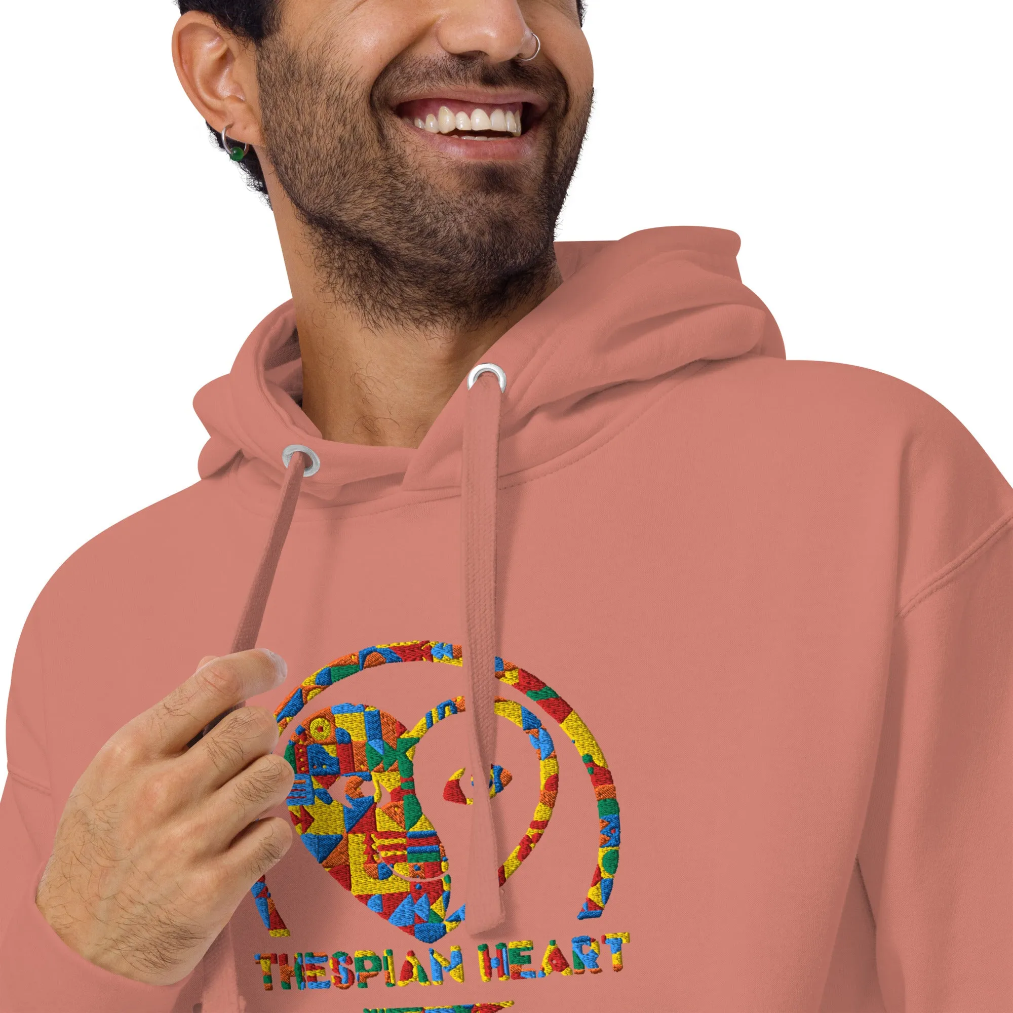 Thespian Heart Logo - Colorful Embroidered Premium Unisex Hoodie