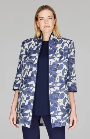 Tonal Floral Jacquard High Neck Jacket