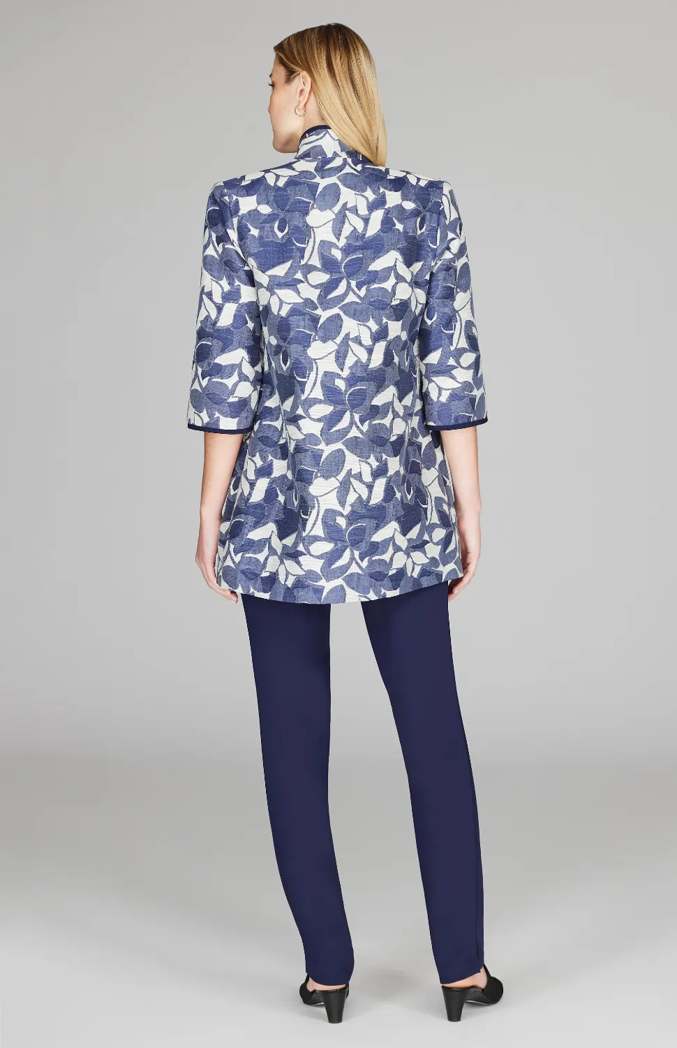 Tonal Floral Jacquard High Neck Jacket