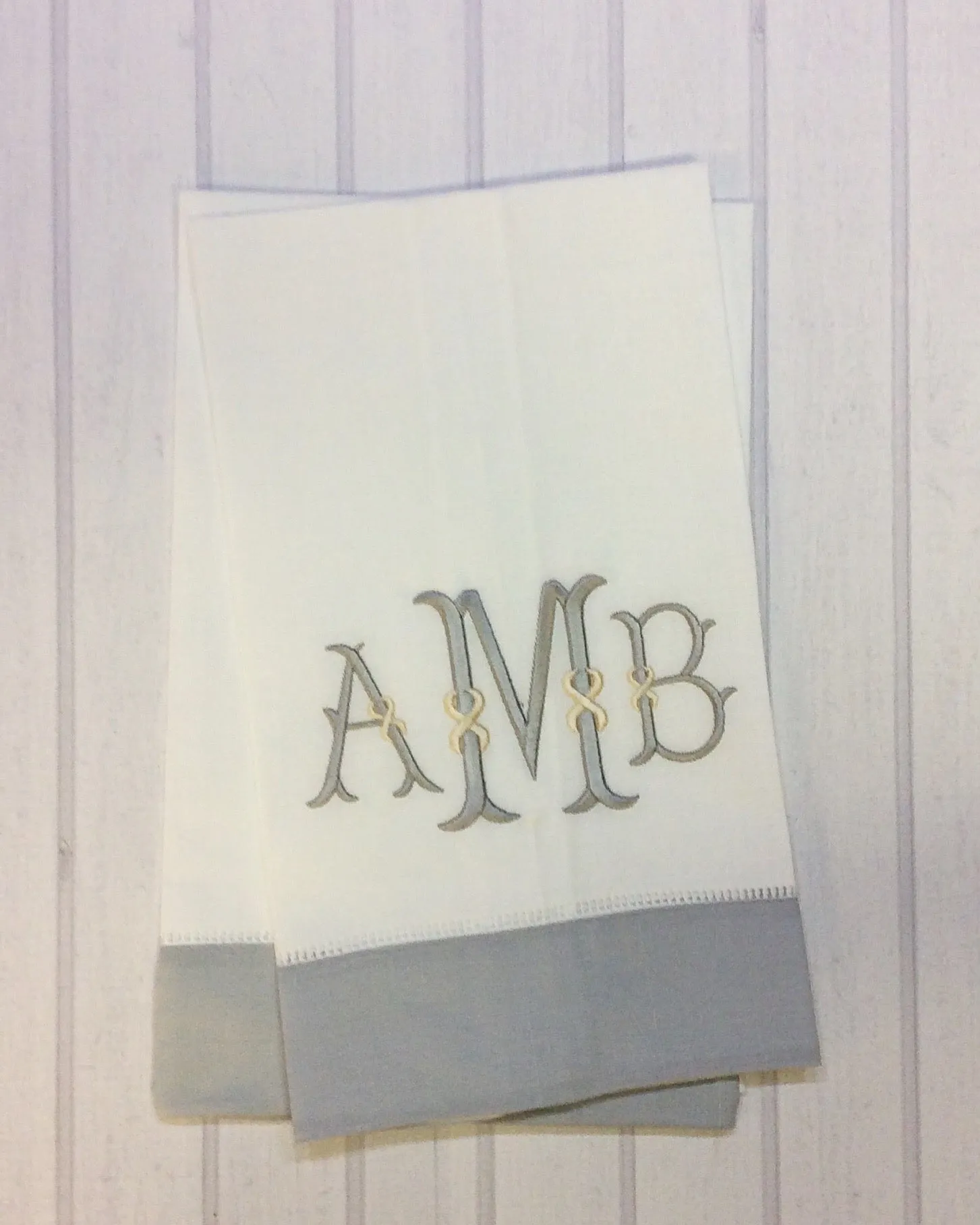 Two Tone Monogrammed Hemstitch Guest Towels