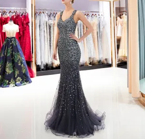 V Neckline Women Party Dresses Mermaid Prom Dresses