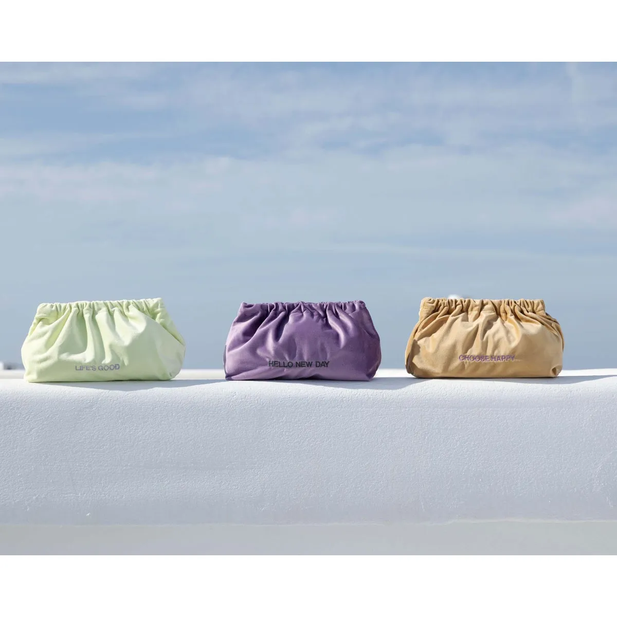 VELVET CLUTCH BAG LOVE SAVES THE DAY