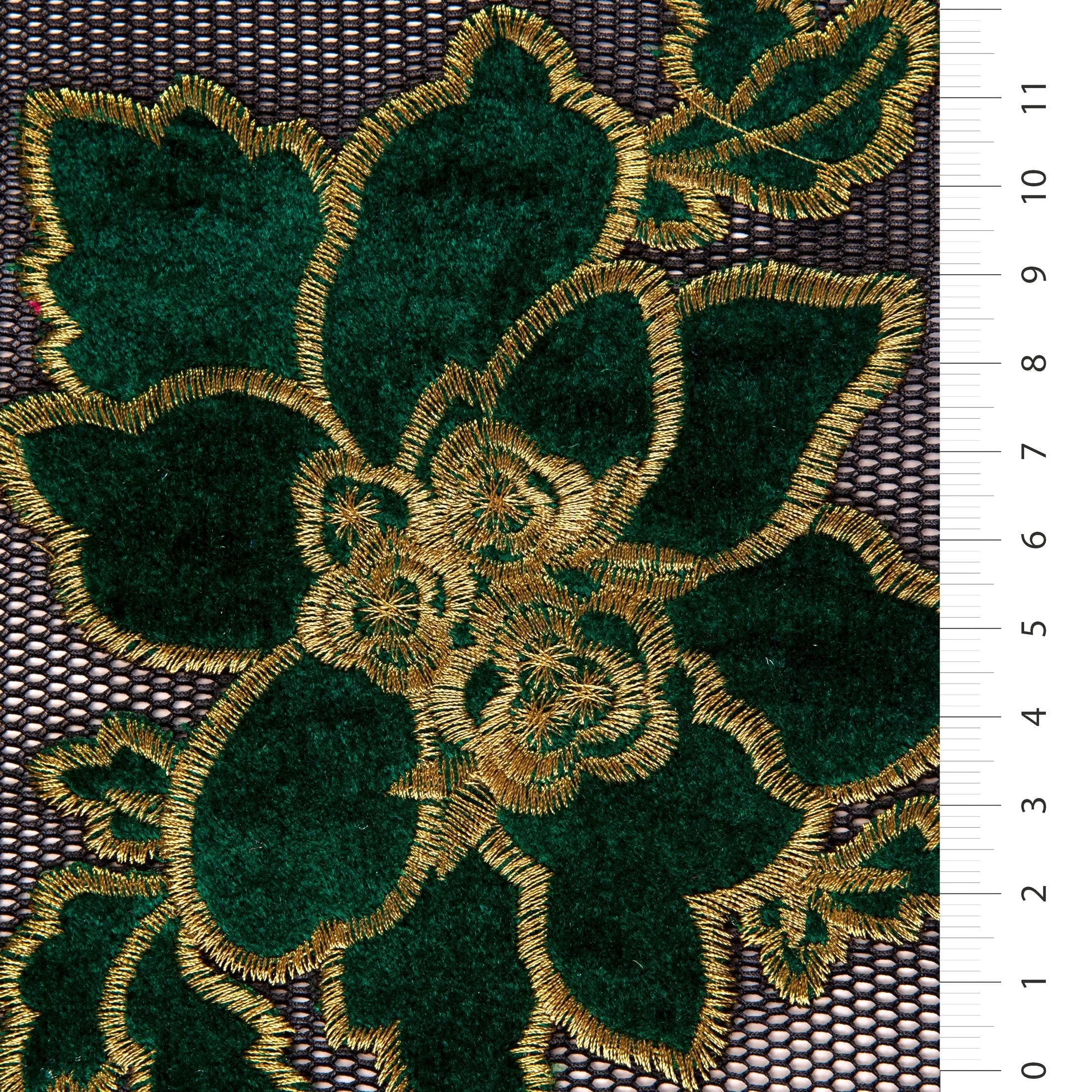 Velvet Flower Embroidered Fabric on Net Tulle