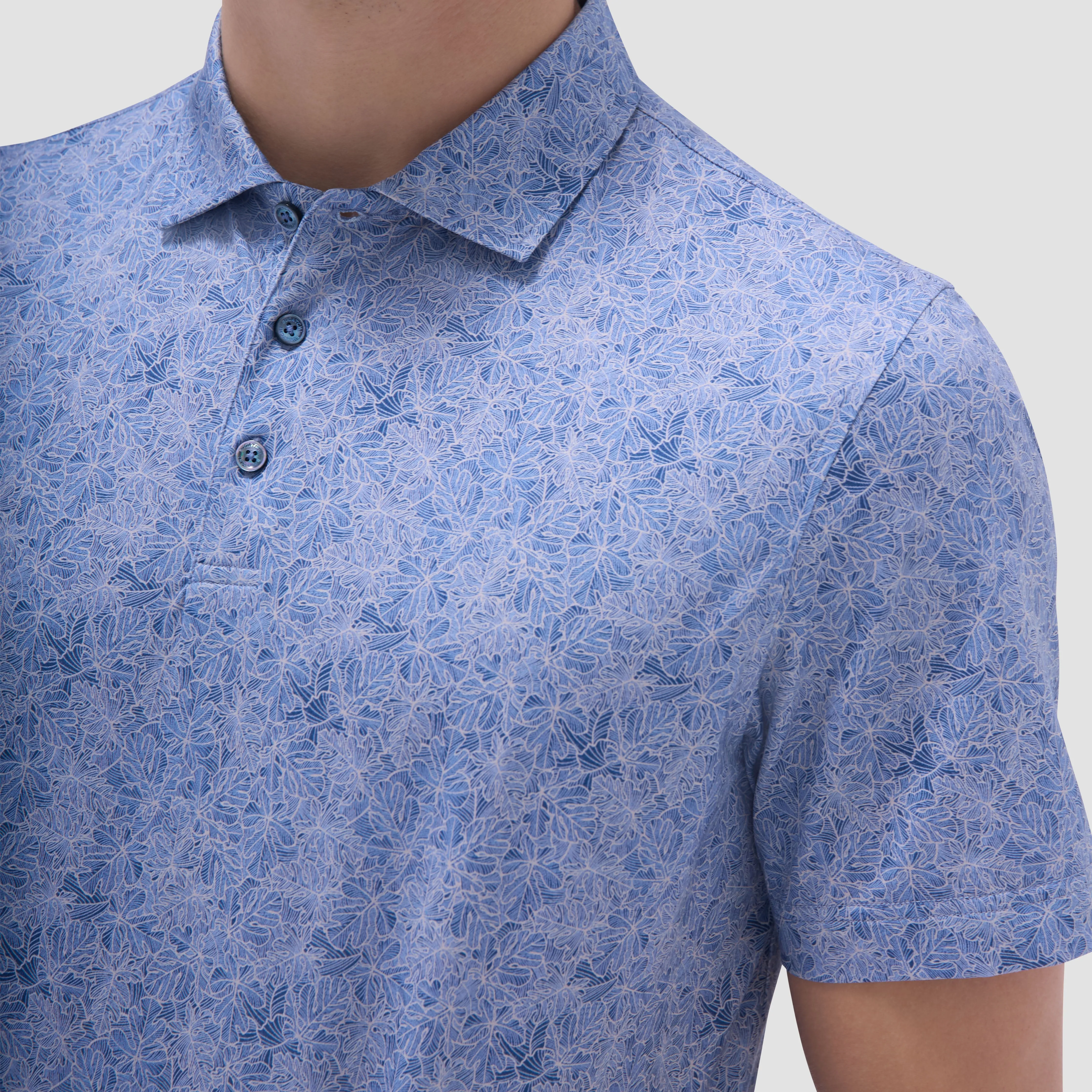 Victor Leaf Print OoohCotton Polo Shirt