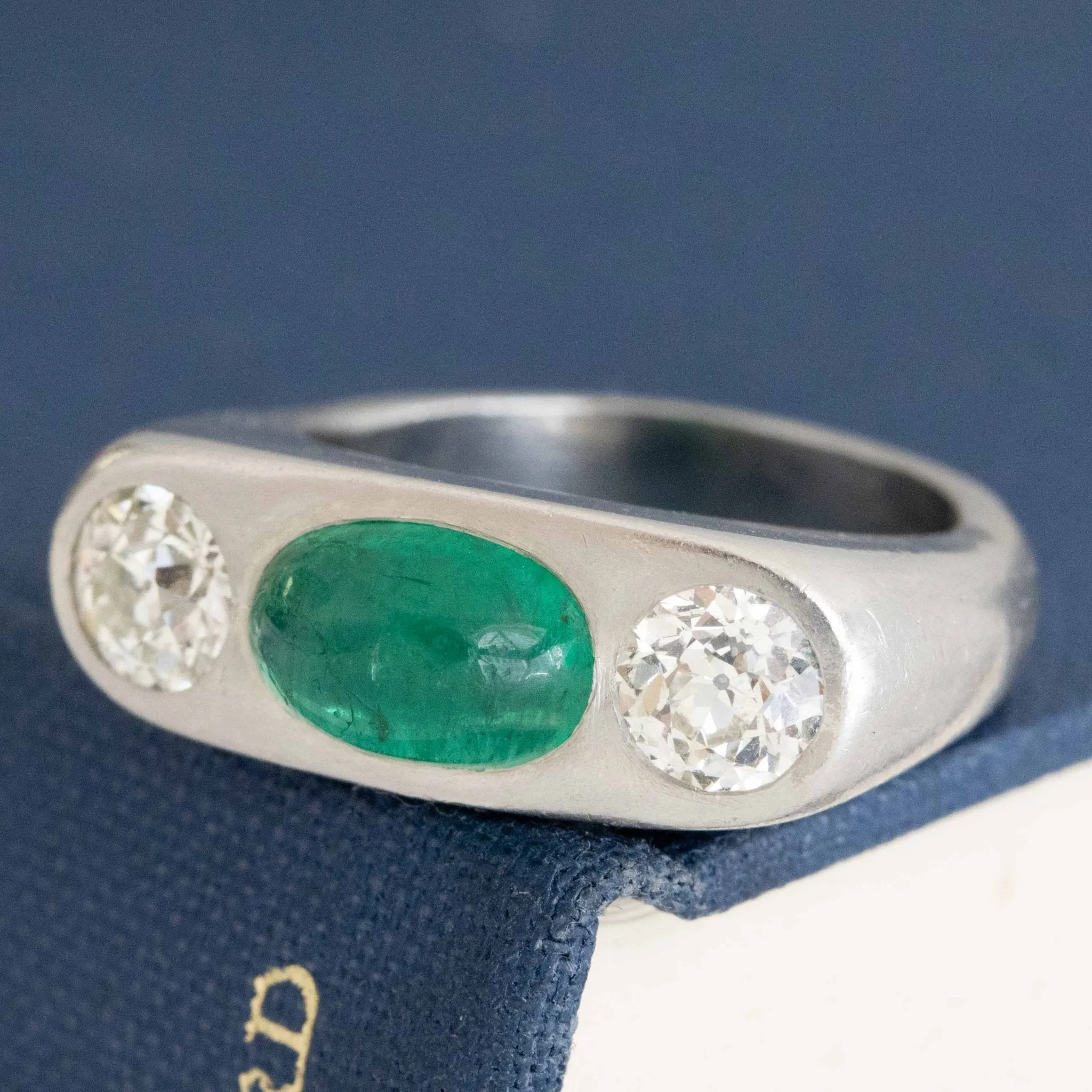 Vintage Diamond & Russian Emerald Ring, GIA