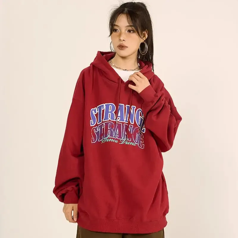 Washed Y2K Letter Print Hoodie for Vintage Style