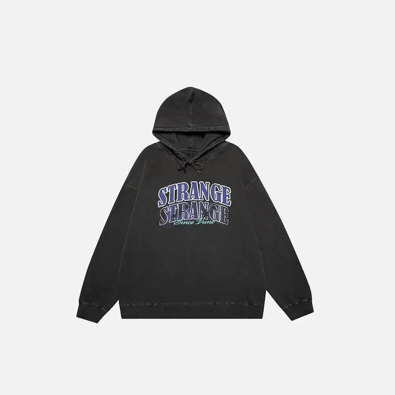 Washed Y2K Letter Print Hoodie for Vintage Style
