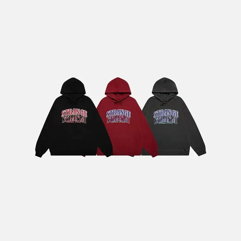 Washed Y2K Letter Print Hoodie for Vintage Style