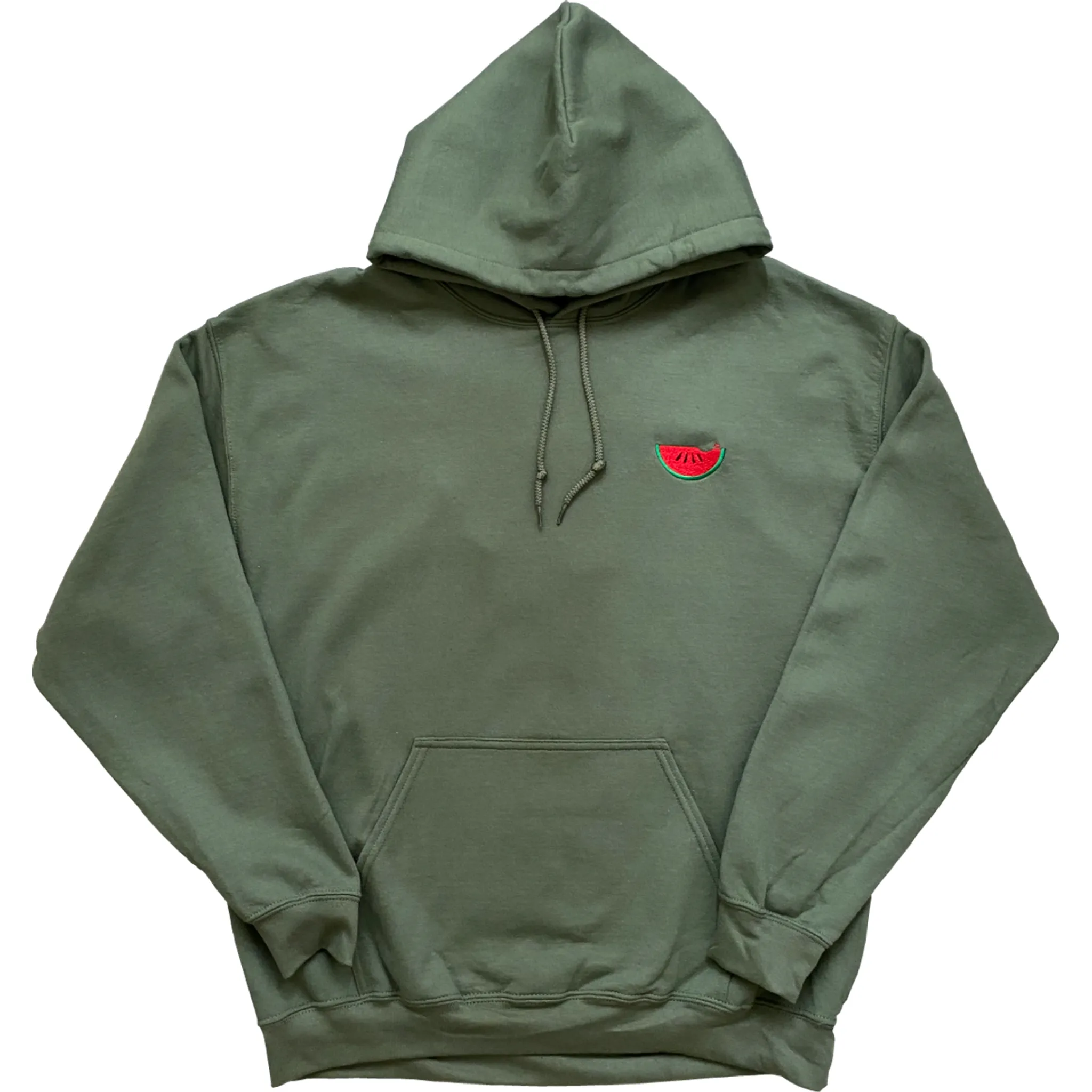Watermelon Embroidered Keep Biting Hoody - Moss Green