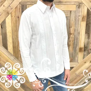 White Embroider Guayabera Presidencial - Linen Guayabera
