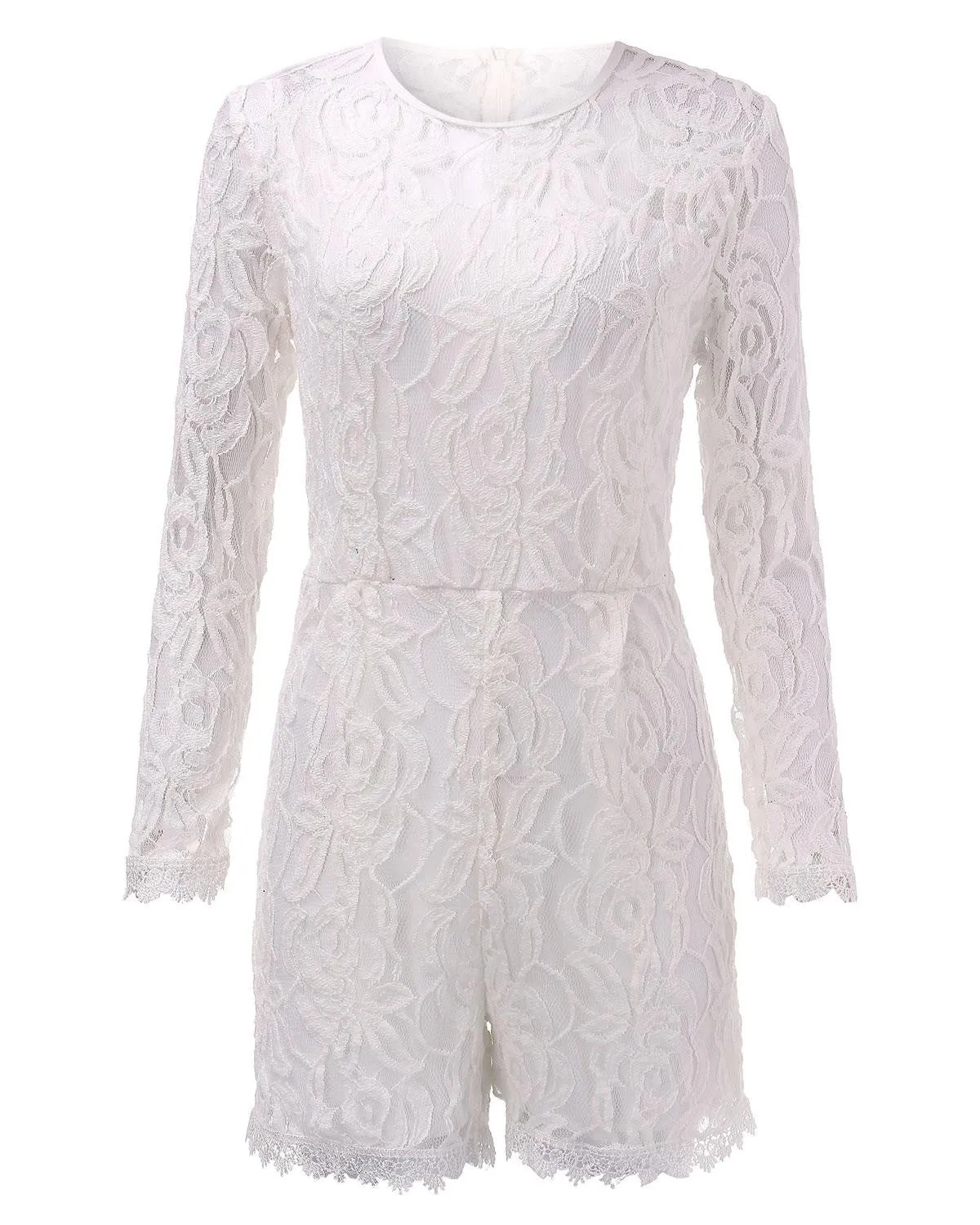 Women Lace Bodysuit Long Sleeve Jumpsuit One Piece Rompers Elegant Party Short Playsuit Oversize L-6XL