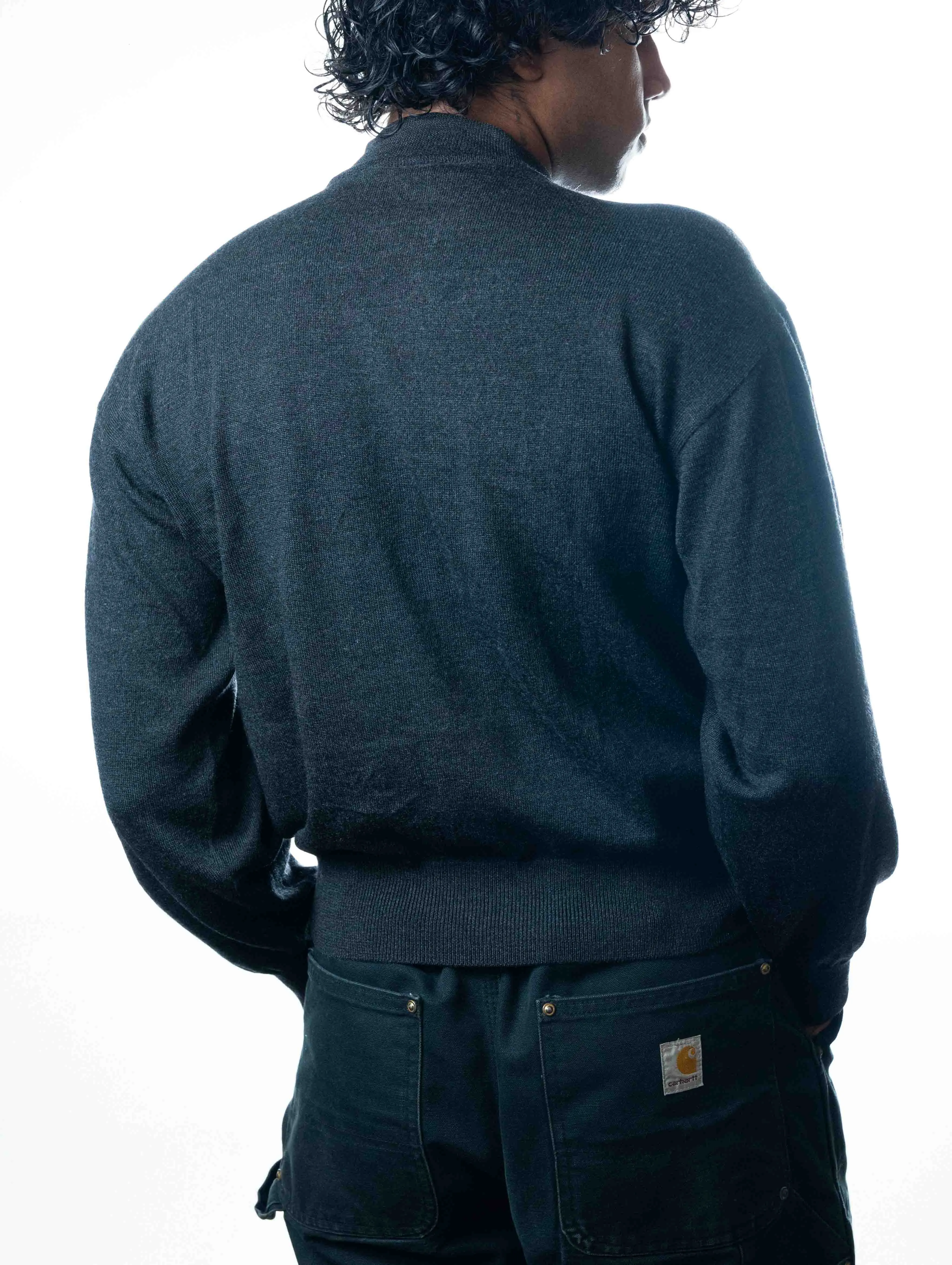 Yves Saint Laurent Gray Mohair-Blend Logo Embroidered Turtleneck Sweater
