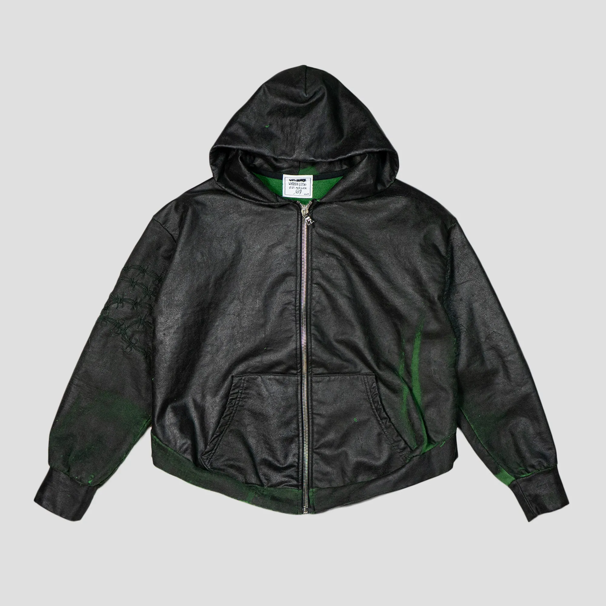 ZIP-UP HOODIE WITH EMBROIDERED BARBED WIRE