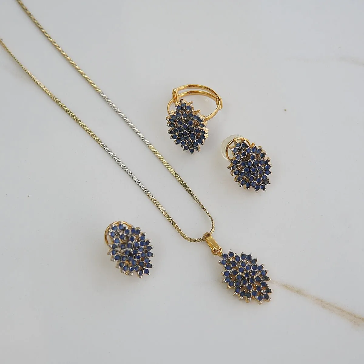 Zircons Gold Plated Two Tone Locket Combo Set