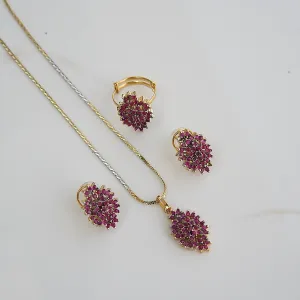 Zircons Gold Plated Two Tone Locket Combo Set