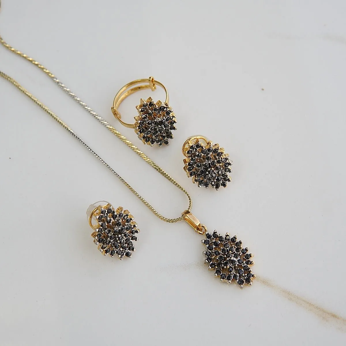 Zircons Gold Plated Two Tone Locket Combo Set