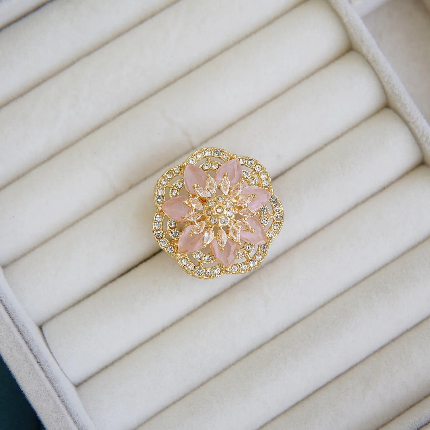 Zircons Sunflower Finger Ring
