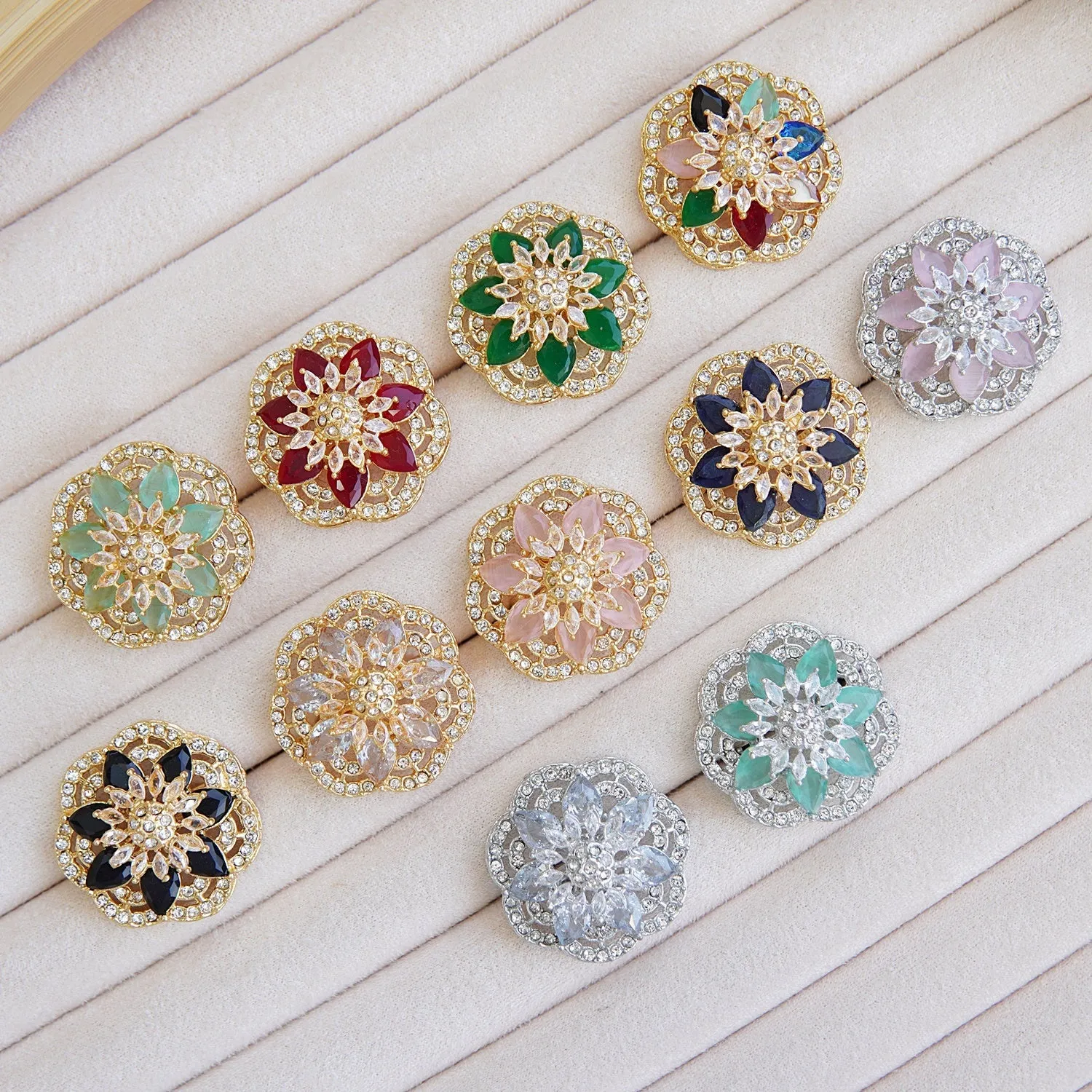 Zircons Sunflower Finger Ring