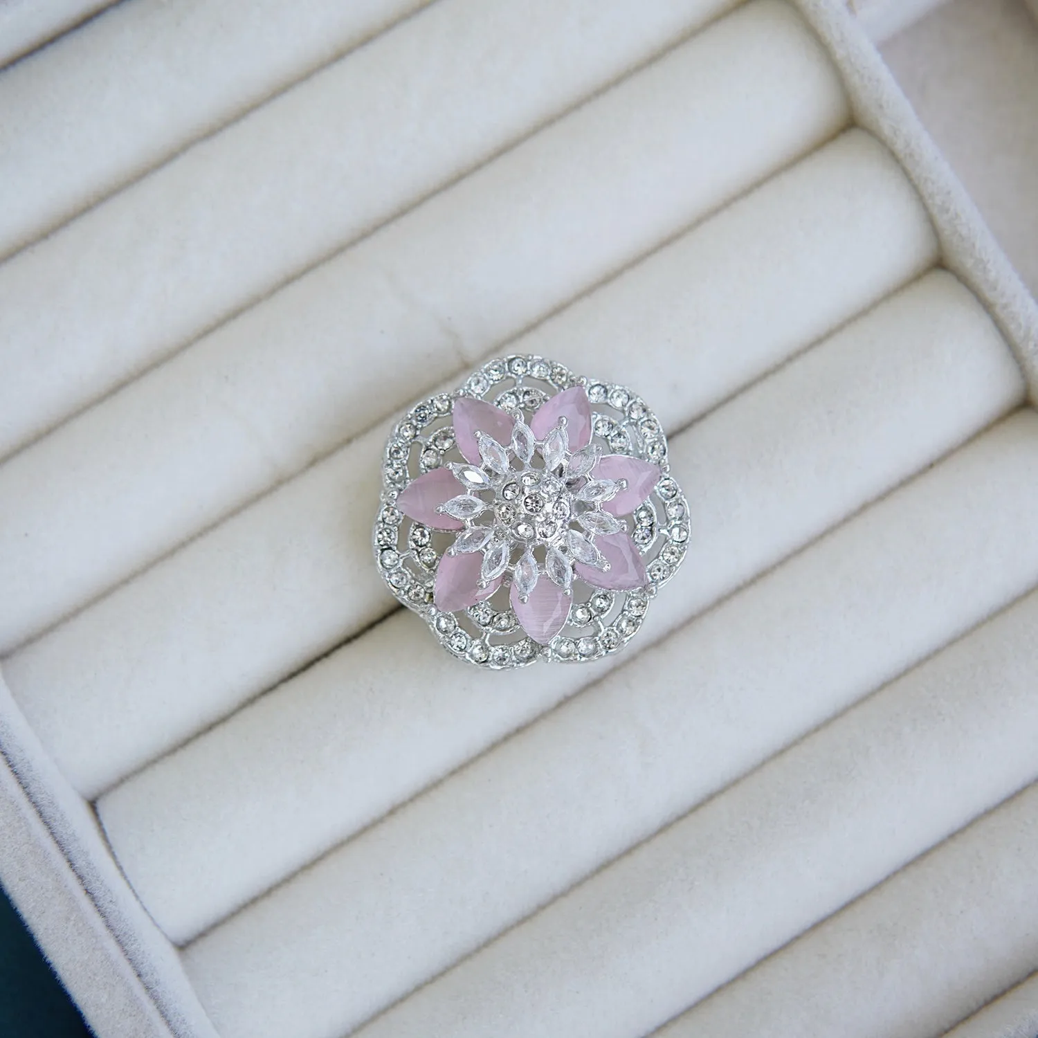 Zircons Sunflower Finger Ring