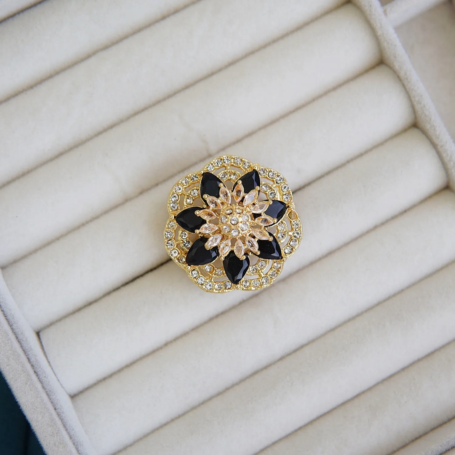 Zircons Sunflower Finger Ring