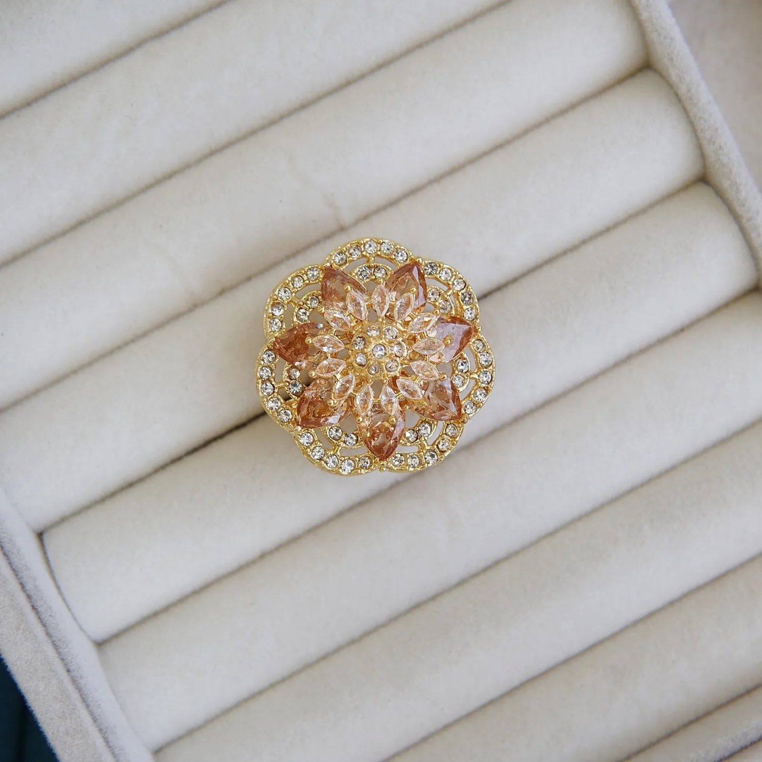 Zircons Sunflower Finger Ring